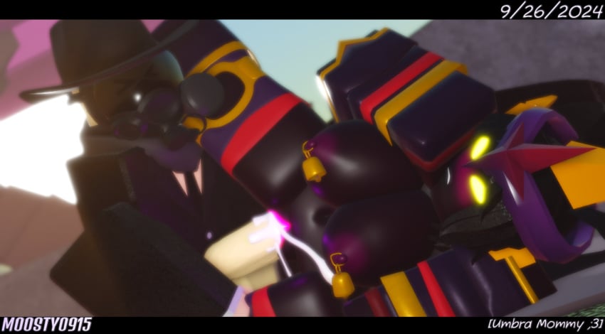 1boy 1girls 2024 3d areolae armor armored armored_boots armored_female armored_gloves balls bell_piercing belly_button big_breasts big_penis black_clothing black_hair black_hat black_skin black_sleeves black_suit blush breasts closed_eyes clothed clothed_male commission crown cum cum_in_pussy cum_inside cum_splatter cum_string discord_tag duo english_text female female_penetrated gas_mask grass hat leg_grab leg_up leotard letterbox letterboxed long_hair long_sleeves lying_on_side male male/female male_penetrating male_penetrating_female moosty mostly_nude mostly_nude_female nipple_piercing nipples one_leg_up outdoors pale-skinned_male pale_skin penis penis_out pierced_nipples purple_armor purple_clothing roblox roblox_game robloxian scarf sex stomach straight suit text the_umbra thick_thighs thighs tower_defense_simulator twintails vaginal_penetration yellow_eyes