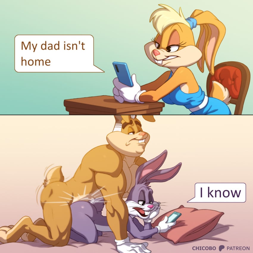 2025 age_difference all_fours anal anal_sex anthro anthro_on_anthro anthro_penetrated anthro_penetrating anthro_penetrating_anthro ass ass_up bed bent_over biceps big_butt big_muscles bodily_fluids buckteeth bugs_bunny cellphone chair chicobo clothed clothed/nude clothing cum cum_in_ass cum_inside cum_splatter deltoids digitigrade electronics english_text eyebrows eyelashes father_(lore) female from_behind_position fur furniture genital_fluids gloves group hair handwear hi_res holding_object holding_phone infidelity kneeling lagomorph leporid lola_bunny looney_tunes male male/male male_penetrated male_penetrating male_penetrating_male mammal mature_anthro mature_male meme motion_lines muscular muscular_anthro muscular_male my_dad_isn't_home narrowed_eyes nude on_bed open_mouth open_smile parent_(lore) pecs penetration penile penile_penetration penis_in_ass phone pillow rabbit sex shadow simple_background sitting smartphone smile table teeth text text_box texting triceps trio tuft walter_bunny warner_brothers whiskers