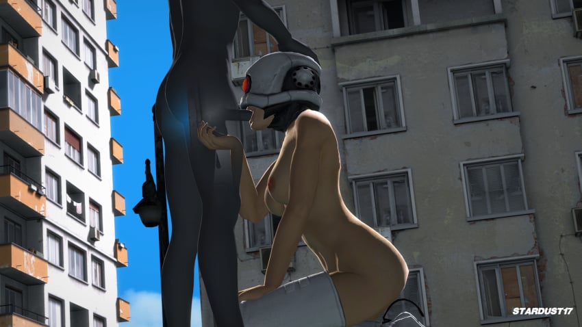 3d artist_request blowjob breasts combine_(half-life_series) combine_assassin_(half-life_series) day daytime erect_penis erection female half-life_(series) half-life_2 half-life_2_beta holding_balls holding_head mask masked masked_female nipples penis stardust17