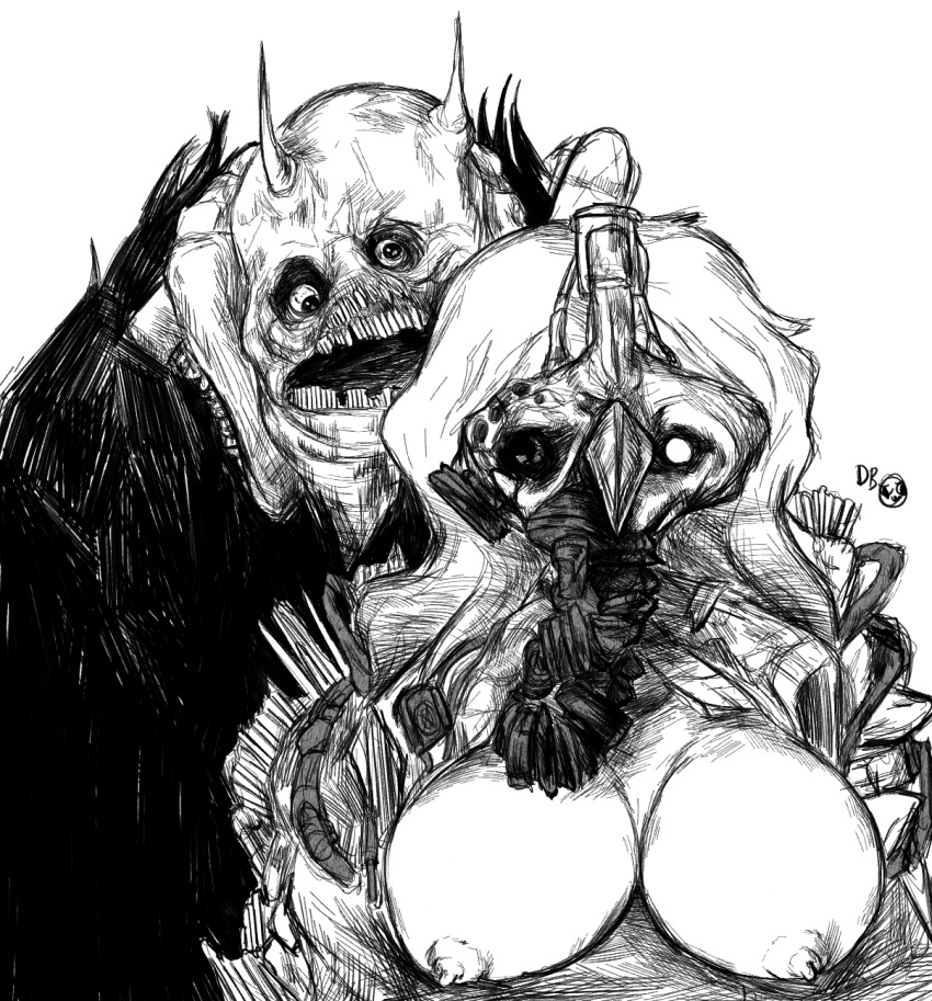 bare_breasts gas_mask monster original_character witchdoctordb