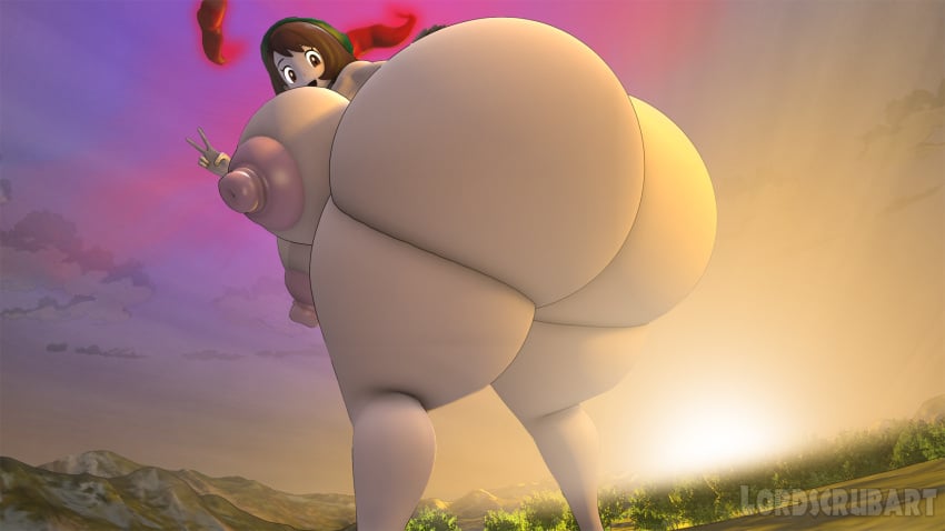 3d anthro bare_ass gigantic_ass gigantic_breasts gloria_(pokemon) huge_ass huge_breasts hyper_butt lordscrubart pokemon pokemon_ss