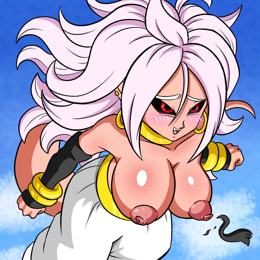 android_21 android_21_(evil) big_breasts bracelets dragon_ball dragon_ball_fighterz majin majin_android_21 nipples pink_skin superspacewarrior