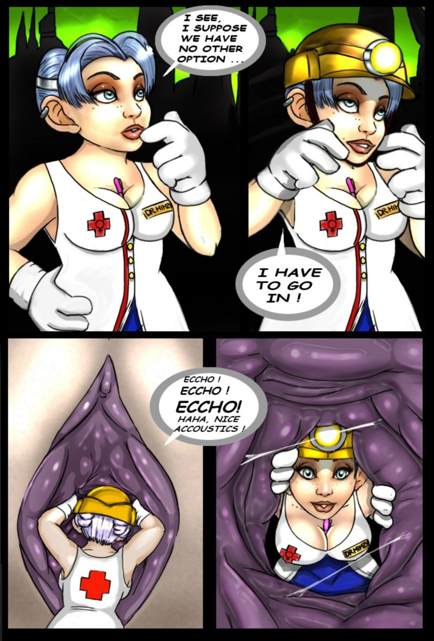 2girls anus big_breasts blizzard_entertainment comic comic_page dialogue doctor english_text female female_only giantess gloves gnome gnome_(warcraft) helmet larger_female lesbian light-skinned_female light_skin living_insertion living_sex_toy macro macro/micro micro mimzy_(grotkicker) minigirl mother_shahraz multiple_girls nurse original_character pussy shina shivarra shortstack smaller_female spelunking spread_legs stockings text unbirthing vore warcraft white_hair willing_prey willing_vore world_of_warcraft yuri