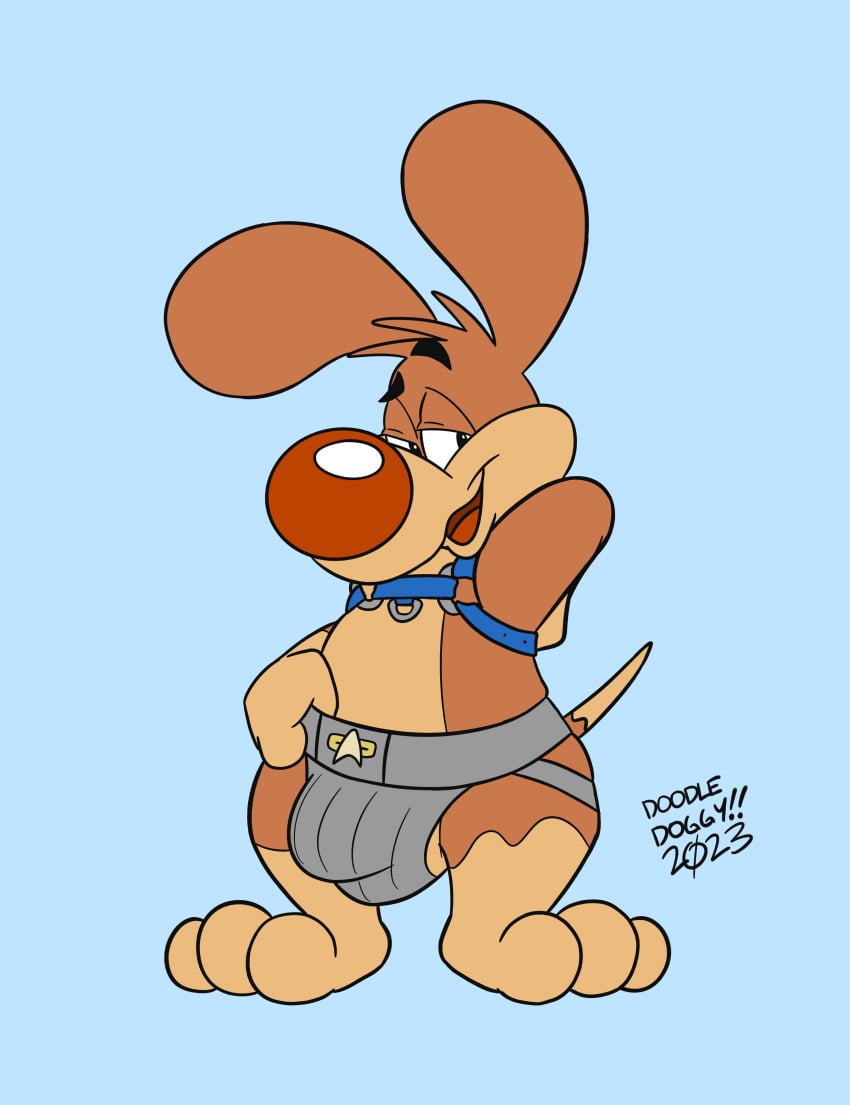 absurd_res anthro balls barely_visible_balls barely_visible_genitalia bulge clothing detailed_bulge doodle_(doodledoggy) doodledoggy genitals harness hi_res invalid_tag jockstrap male presenting solo toony underwear