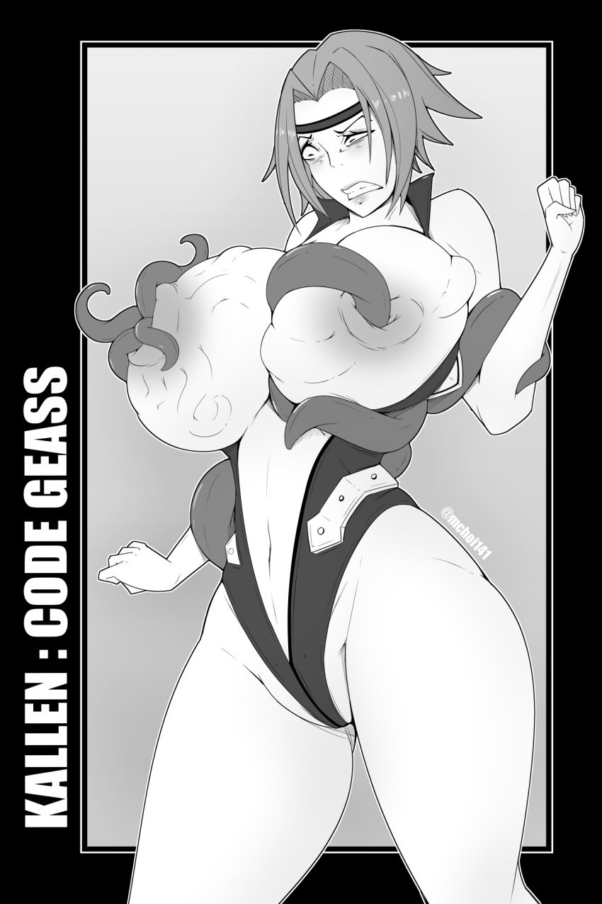 1girls black_and_white breast_bulge code_geass infested_breasts kallen_stadtfeld large_breasts large_nipples mchoi141 nipple_penetration tentacle tentacle_on_female tentacle_penetration tentacle_rape tentacles