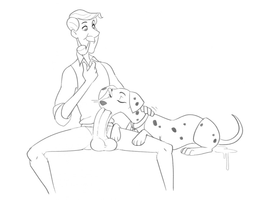 101_dalmatians 2020s 2023 backsack balls blowjob canid canine canis clothed_sex dalmatian digital_media_(artwork) disney domestic_dog dominant_feral duo fellatio fellatio_from_feral female_feral femdom feral genitals halbean hi_res human interspecies looking_pleasured male male/female male_human/female_feral male_on_feral malesub mammal pawpads perdita roger_radcliffe simple_background wet_pussy white_background zoophilia