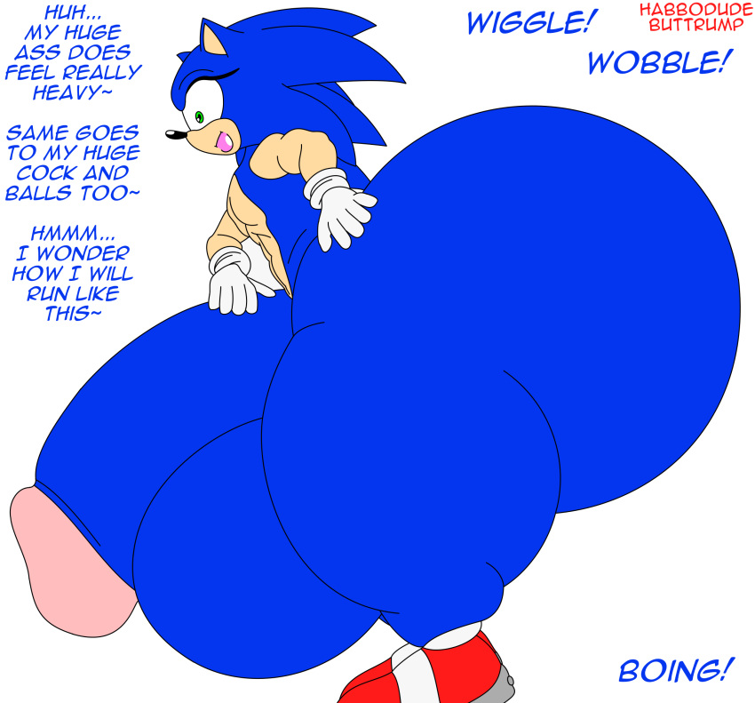 1boy anthro ass balls big_lips blue_fur blue_hair buttrump_(artist) english_text femboy furry gloves green_eyes habbodude hedgehog hedgehog_humanoid hips hyper hyper_ass hyper_balls hyper_penis hyper_testicles large_ass large_balls large_penis large_testicles lips male male_focus male_only nude nude_female nude_male penis sega sonic_(series) sonic_the_hedgehog sonic_the_hedgehog_(series) tan_fur testicles text thick_thighs thighs wide_hips