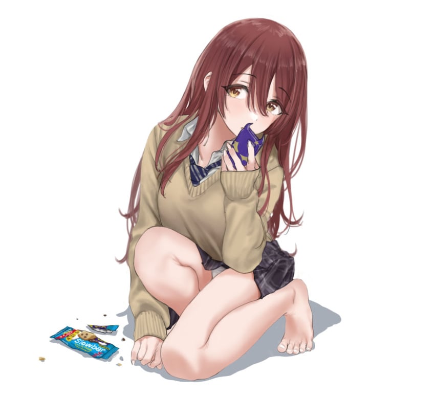 1girls feet foot_fetish hamedoragon idolmaster idolmaster_shiny_colors legs osaki_tenka pantie_shoot red_hair school_uniform schoolgirl seductive seductive_pose sitting_down thick_thighs toes white_nail_polish white_nails white_toes yellow_eyes