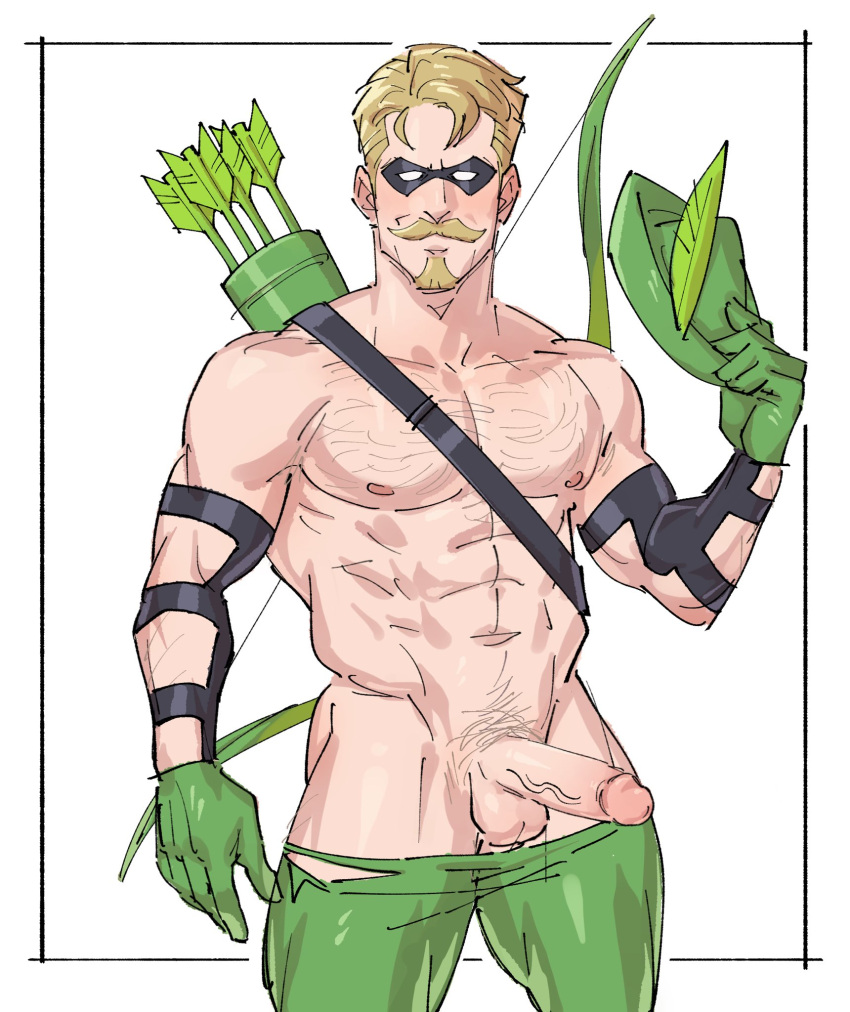 1boy 245and8pm abs biceps boner caucasian caucasian_male dc erect_penis erection green_arrow hairy_chest hard_on looking_at_viewer male male_only masked muscles muscular muscular_male oliver_queen pecs solo solo_male superhero thick_thighs veiny_penis