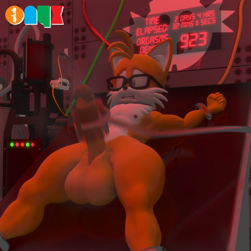 3d balls big_balls big_penis blender bondage edging edging_count eggman_logo forced glasses huge_balls huge_cock long_duration_bondage male male_only milking_machine musk musk_clouds onyxsplash orgasm_denial penis penis_milking precum precum_squirt restrained robot solo_male sonic_(series) tails tails_the_fox tied_up