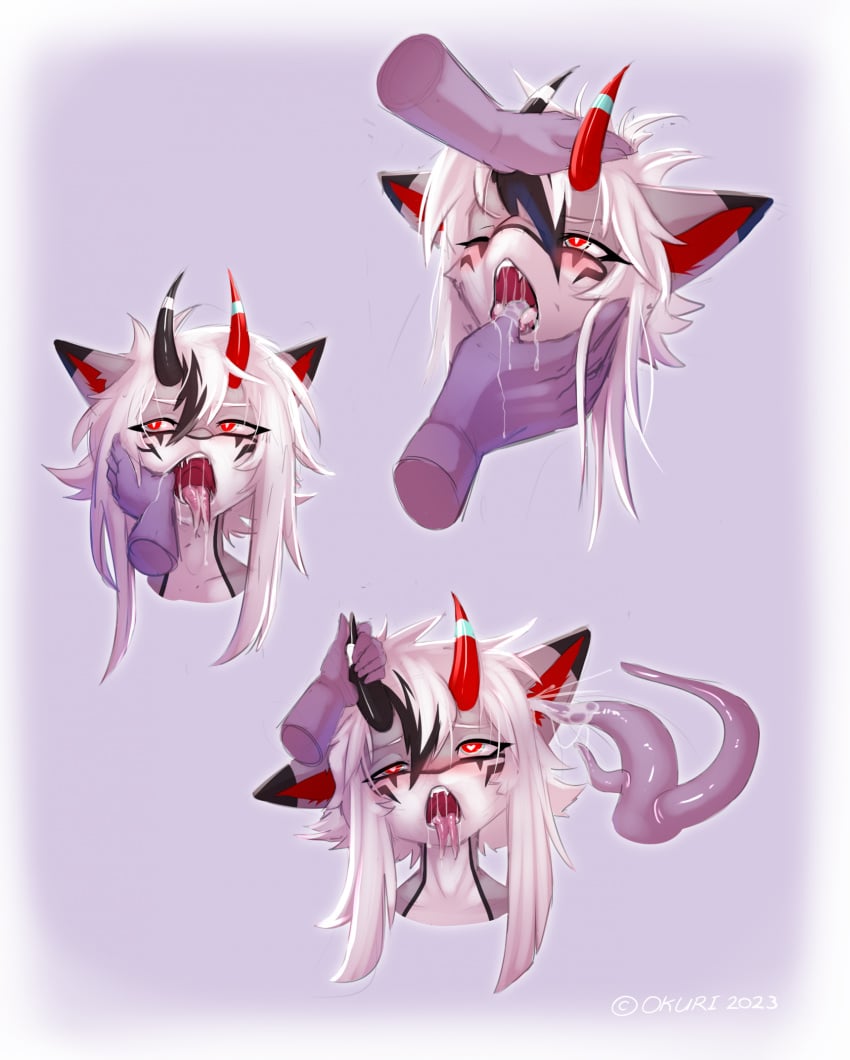 <3_eyes ahe_gao anthro asian_mythology blush bodily_fluids drooling ear_penetration east_asian_mythology face_grab fantastic_arousal finger_in_mouth girly heart hi_res holding_tongue horn horn_grab japanese_mythology licking looking_pleasured male mawplay mindfuck mouth_hold mouth_play mouth_shot mythology okuri okuri_yamainu open_mouth oral parasite penetration petting petting_head saliva saliva_string solo_focus submissive tentacle thumb_in_mouth tongue tongue_out tsundere uncommon_stimulation uppity yokai