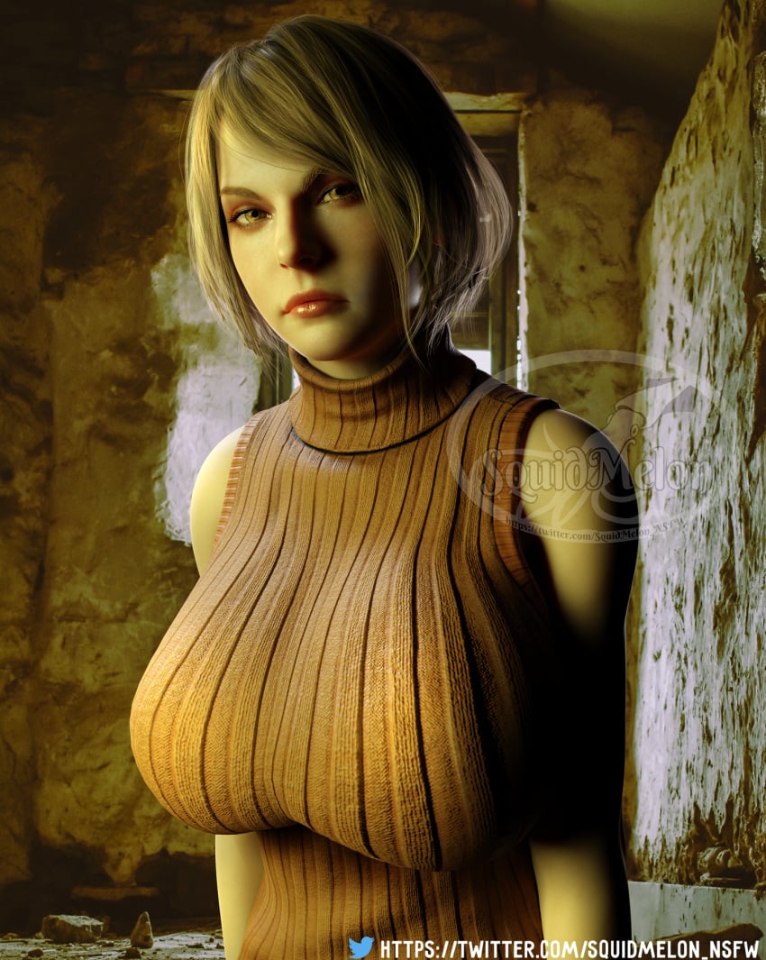 1girls 3d annoyed annoyed_expression ashley_graham ashley_graham_(ella_freya) ballistics big_breasts blender blonde_female blonde_hair busty capcom clothed female_focus female_only gigantic_breasts hazel_eyes heavy_breasts huge_breasts light-skinned_female light_skin lips meme pale_skin pinup portrait resident_evil resident_evil_4 resident_evil_4_remake solo_female squidmelon staring staring_at_viewer sweater thick_eyebrows tight_clothes tight_clothing