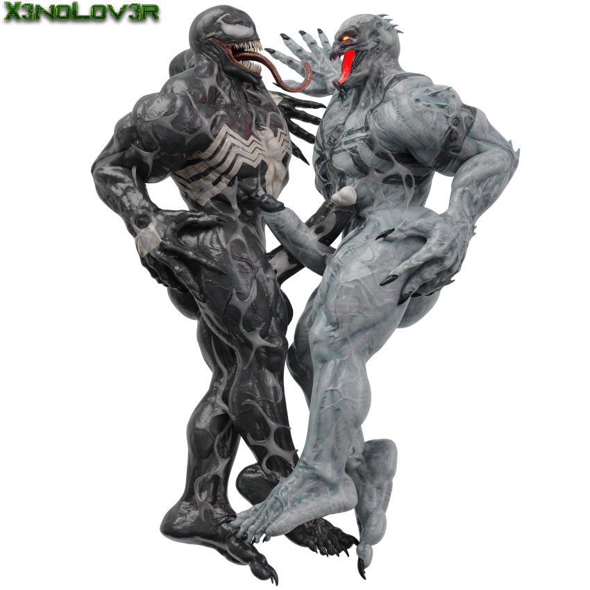 2boys 5_toes alpha_channel anti-venom claws cum_on_body dick frottage gay male marvel muscle penis symbiote thekidxeno transparent_background transparent_png venom venom_(marvel) x3nolov3r