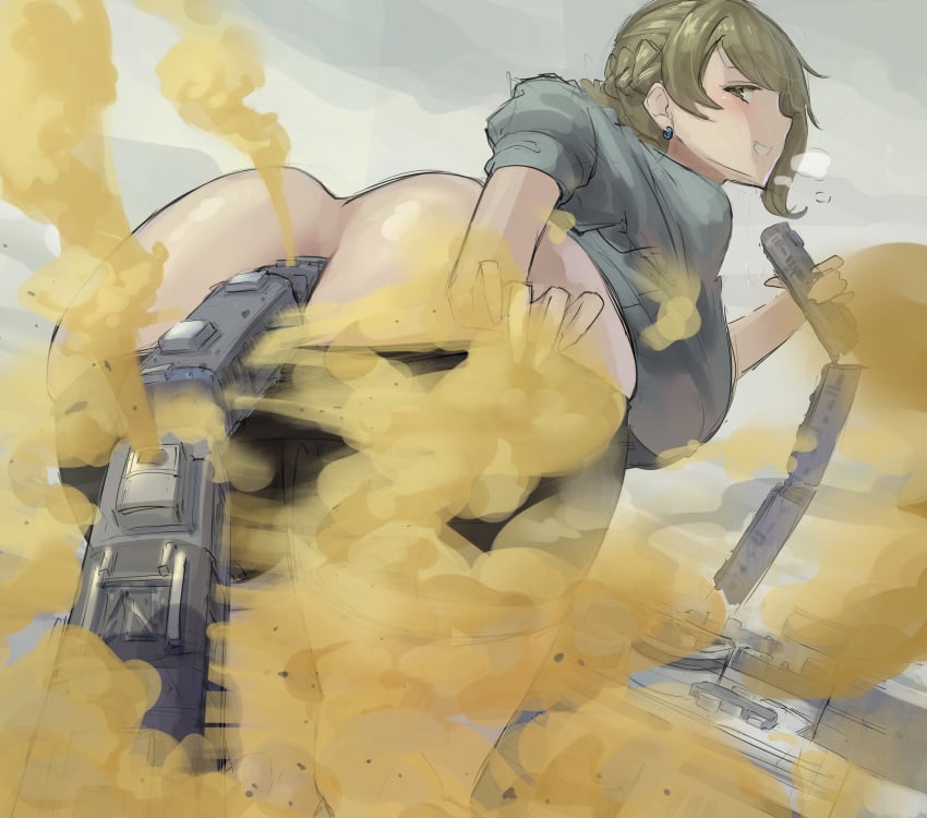 anal anal_insertion anus asshole big_ass big_insertion fart giantess kazo looking_back parka-chan_(kazo) size_difference train