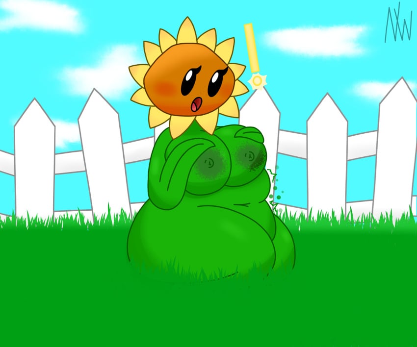 belly breasts flower flower_girl nightwanderer25 plant plant_girl plant_humanoid plantie plants_vs_zombies popcap_games post_vore pvz sunflower sunflower_(pvz)