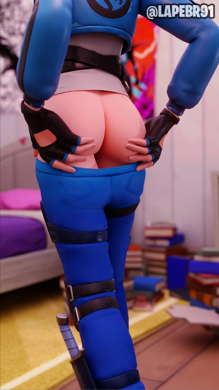 1girls 3d 3d_(artwork) ass_focus cloud_striker_(fortnite) female female_only fortnite lapebr91