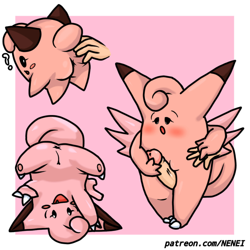 1boy 3girls ass clefable clefairy cleffa closed_mouth colored_skin evolutionary_line furry highres looking_at_viewer multicolored_skin multiple_girls nenei non-web_source nude open_mouth penis pokemon pokemon_(game) pokemon_(species) pokephilia sex smile vaginal_penetration