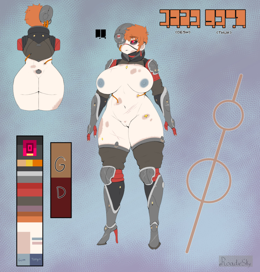 1girls areolae ass breasts character_sheet desh-thuk_(roadiesky) grineer hips large_ass large_breasts model_sheet nipples nude orange_hair original_character red_eyes roadiesky scar short_hair thick_thighs thighs tummy vagina warframe wide_hips