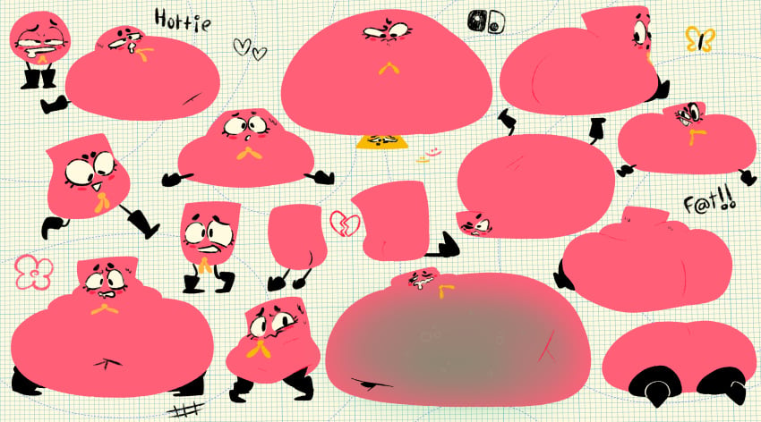 ass belly big_belly clip_(snipperclips) crushed crushing fat fat_fetish fetish no_outlines octoguy45 overweight overweight_female snip_(snipperclips) snipperclips squish stomach water water_inflation