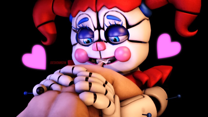 3d 3d_(artwork) baby_(fnafsl) blowjob canon_appearance circus_baby circus_baby_(fnaf) circus_baby_(original) fellatio female femdom five_nights_at_freddy's five_nights_at_freddy's:_sister_location full_color joeshownsfw oral picked_up sensual size_difference twintails