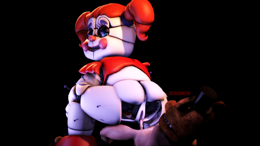 3d 3d_(artwork) baby_(fnafsl) canon_appearance circus_baby circus_baby_(fnaf) femdom five_nights_at_freddy's five_nights_at_freddy's:_sister_location joeshownsfw looking_back looking_pleasured reverse_cowgirl_position source_filmmaker twintails