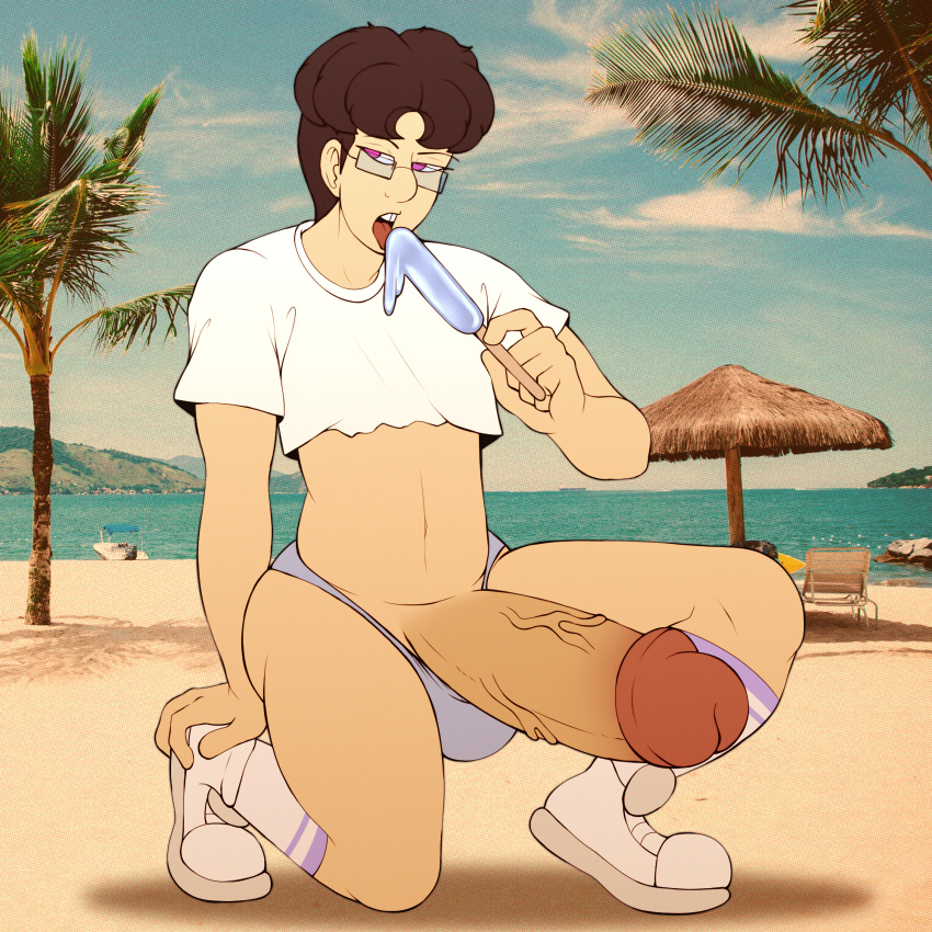 asian asian_male beach big_penis crop_top dick_slip exposed_penis exposing_self femboy glasses hung_trap hyper hyper_cock_femboy hyper_penis kneehighs male male_only nerd nerdy_male original original_character peekleek penis_out ruben_koffman solo_male speedo thick_thighs tooth_gap veiny_penis