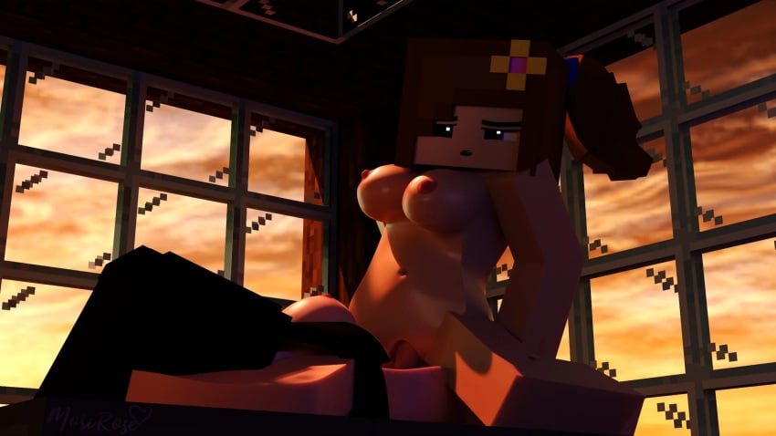 1futa 1girls 3d bedroom black_hair breasts brown_eyes brown_hair dark_room erect_nipples erect_penis female futa_on_female futanari lewdmaddie looking_at_partner looking_down mine-imator minecraft mori_rose_(morirosemc) morirosemc nude_female nude_futanari on_bed outside penetration riding smile source_request tagme vaginal_penetration