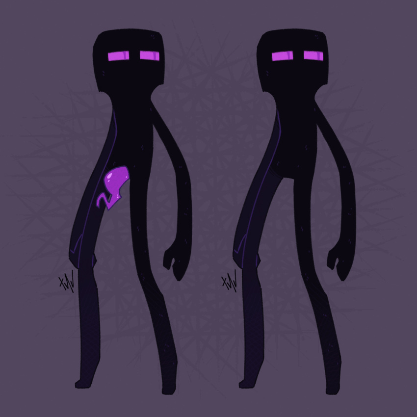 1:1 black_body enderman featureless_feet featureless_hands genitals hi_res male male_only microsoft minecraft mojang monster penis penis_tentacles purple_eyes purple_penis slim solo tentacle toony xbox_game_studios xnv69