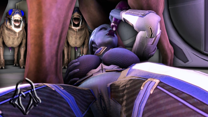 3d 3d_(artwork) asari dog_penis knot liara_t&#039;soni licking licking_penis mass_effect masturbation sfm_hood varren zoophilia