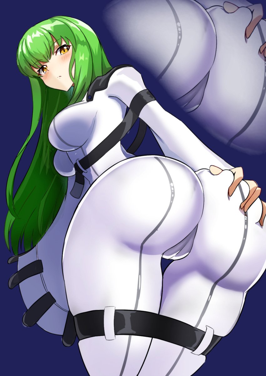 1girls ass ass_grab big_ass blush c.c. cameltoe clothed code_geass female grabbing_own_ass green_hair long_hair solo tagme yellow_eyes yuzu_kiro