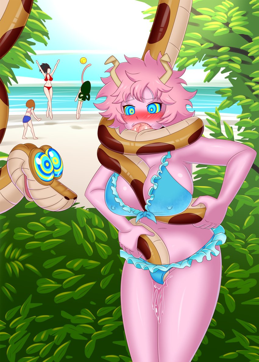 absurd_res ashido_mina asui_tsuyu beach bikini blowjob bluebullpen blush breasts bushes coils crossover crotch_rub disney eastern_and_western_character erect_nipples female femsub frilled_bikini frog_girl horns hypnosis hypnotic_eyes kaa kaa_eyes large_breasts long_tongue maledom mina_ashido momo_yaoyorozu my_hero_academia ochako_uraraka open_mouth penis pink_body pink_hair pink_skin resisting short_hair snake snake_penis swimsuit tagme the_jungle_book tongue tongue_out tsuyu_asui uraraka_ochako volleyball yaoyorozu_momo zoophilia