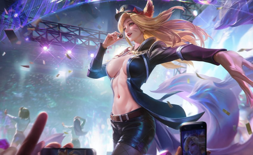 9_tails ahri ai_edit ai_generated alternate_costume alternate_hair_color alternate_hairstyle animal_ear_fluff animal_ears animal_girl big_breasts blonde_hair breasts busty child_bearing_hips cleavage clothing concert curvaceous curves curvy curvy_body curvy_female curvy_figure curvy_hips edit eyelashes eyeliner eyeshadow facial_markings female fluffy fluffy_ears fluffy_tail fluffy_tails fox fox_ears fox_girl fox_tail furry_tail hat hips hourglass_figure huge_breasts humanoid inner_ear_fluff kemonomimi kitsune large_breasts league_of_legends light-skinned_female light_skin lips lipstick long_hair multiple_tails nine_tailed_fox pale-skinned_female pale_skin popstar_ahri public riot_games singing tail thick_thighs thighs vastaya video_games voluptuous wide_hips yellow_eyes