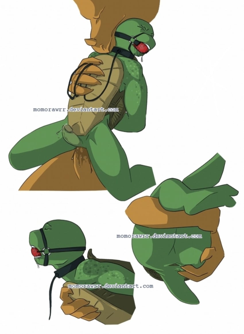 2boys anal anal_sex asshole ball_gag bdsm bondage cock dominant enslaved forced gag gagged gay gay_bdsm leash leash_and_collar leashed male male/male male_only master momorawrr penis precum rape slave submissive teenage_mutant_ninja_turtles tmnt triceraton