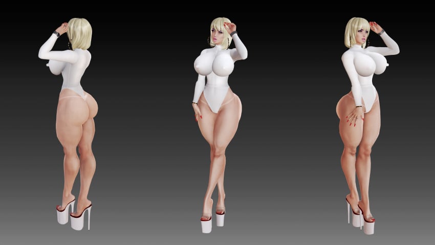 3d 3d_(artwork) ass big_ass big_breasts bimbo blonde_female blonde_hair booty_shorts feet fit_female high_heels honey_select hoop_earrings hoop_earrings_oversized huge_breasts ihateasuka leotard long_eyelashes long_nails long_nipples long_toenails mature_female milf mother original_character platform_heels simple_background studio_neo tanline tanlines thick_eyebrows thick_lips thick_thighs