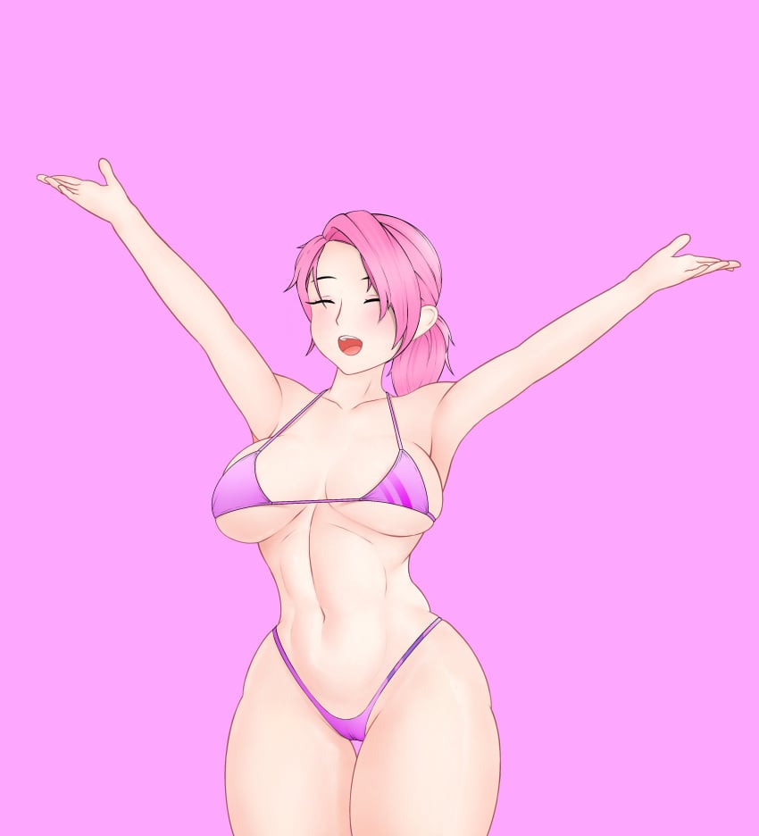 bikini cute fortnite journey_(fortnite) pink_hair thick_thighs thighs