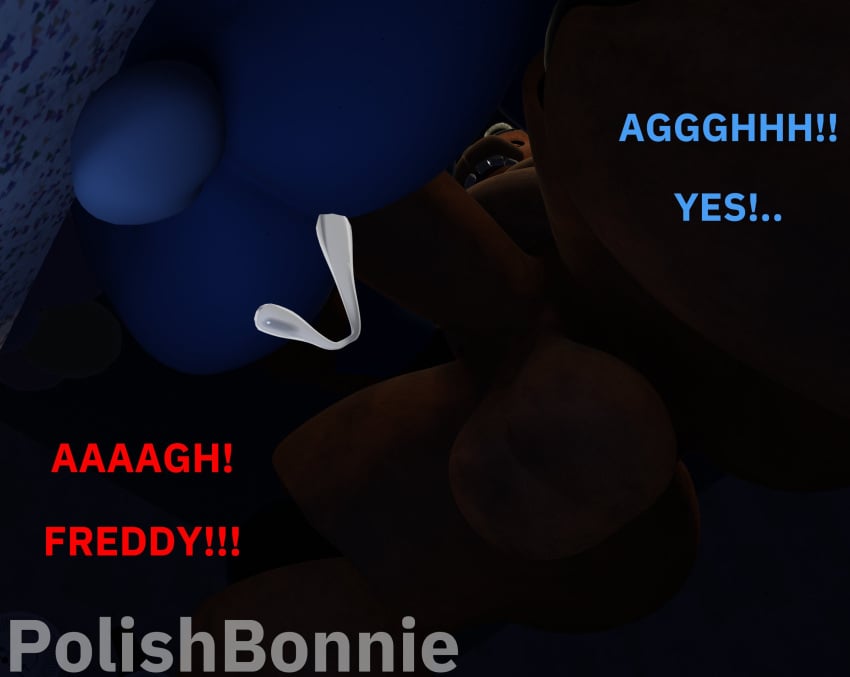 2boys anthro ass ass_focus balls bear cum_in_ass cum_inside dialogue ejaculation english_text erection five_nights_at_freddy's five_nights_at_freddy's_2 fnaf gay hi_res humanoid living_machine looking_pleasured male male/male male_only penis polishbonnie rabbit red_eyes robot sex text withered_bonnie withered_freddy