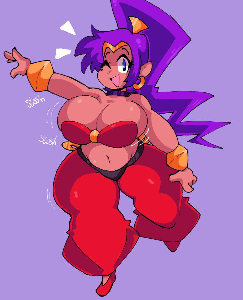 1girls belly_dancer big_breasts breasts dork_boi female lewd_dorky navel shantae shantae_(character) sloshing_breasts thick_thighs wide_hips