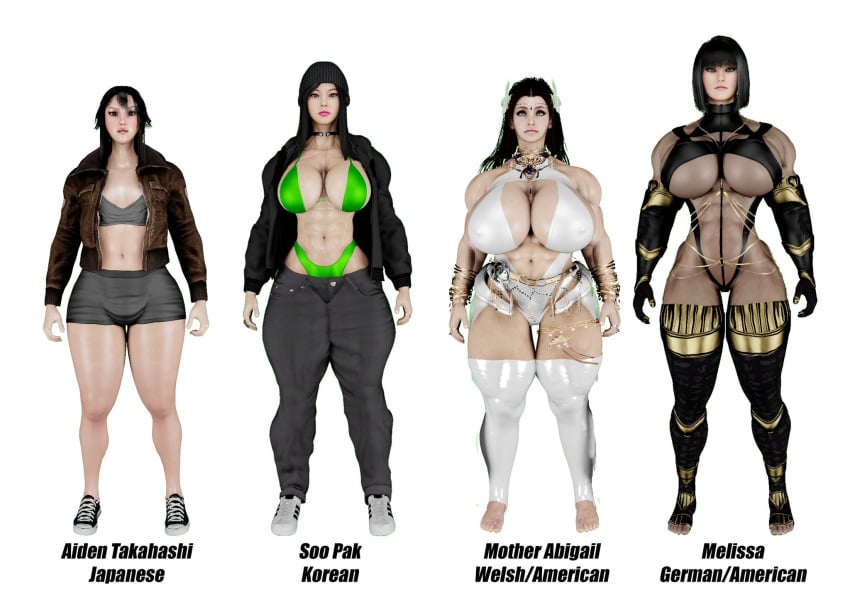 3d 4girls abigail_whitaker aiden_takahashi american athletic athletic_female big_breasts bottom_heavy breasts busty character_sheet cleavage curvaceous curvy curvy_figure digital_media_(artwork) eyebrows eyelashes eyes female female_focus female_only fit fit_female german hair hips hourglass_figure huge_breasts human japanese korean large_breasts legs light-skinned_female light_skin lips long_hair mature mature_female melissa_(sevenarts) melissa_doyle mother_abigail multiple_girls muscles muscular muscular_female original original_character original_characters sevenarts soo_pak thesevenartsx thick thick_legs thick_thighs thighs toned toned_female top_heavy upper_body voluptuous waist welsh wide_hips