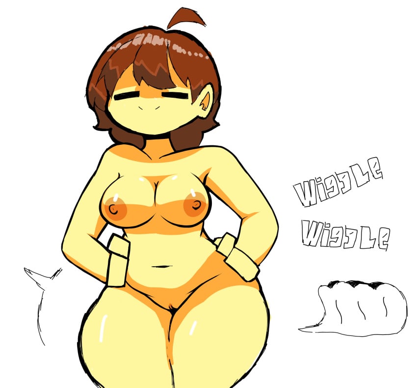 1girls big_breasts big_thighs breasts brown_hair dark_nipples edit eks-out female female_focus female_frisk female_frisk_(undertale) female_only frisk huge_breasts huge_thighs moldsmal naked naked_female nipples nude nude_edit nude_female pussy slime solo solo_female thick_thighs undertale undertale_(series) white_background wiggle yellow_body yellow_skin