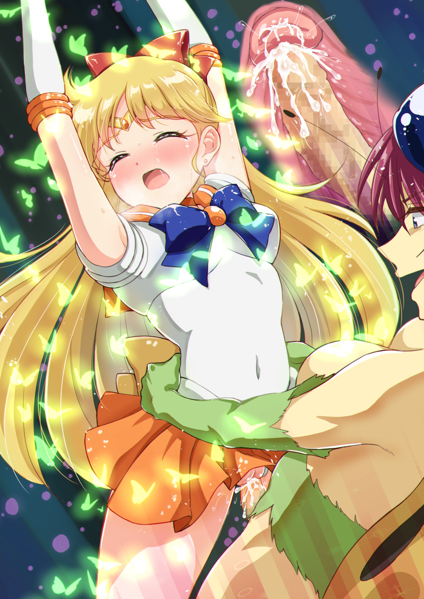 big_breasts big_penis bishoujo_senshi_sailor_moon blonde_hair blue_eyes blue_ribbon blush bow brutal censored clothed_sex clothing cum cum_inside forced gold_earrings gold_tiara long_hair minako_aino orange_shirt pain rape red_ribbon sailor_venus skirt small_breasts straight_hair urapiyo uterus uterus_penetration white_gloves x-ray