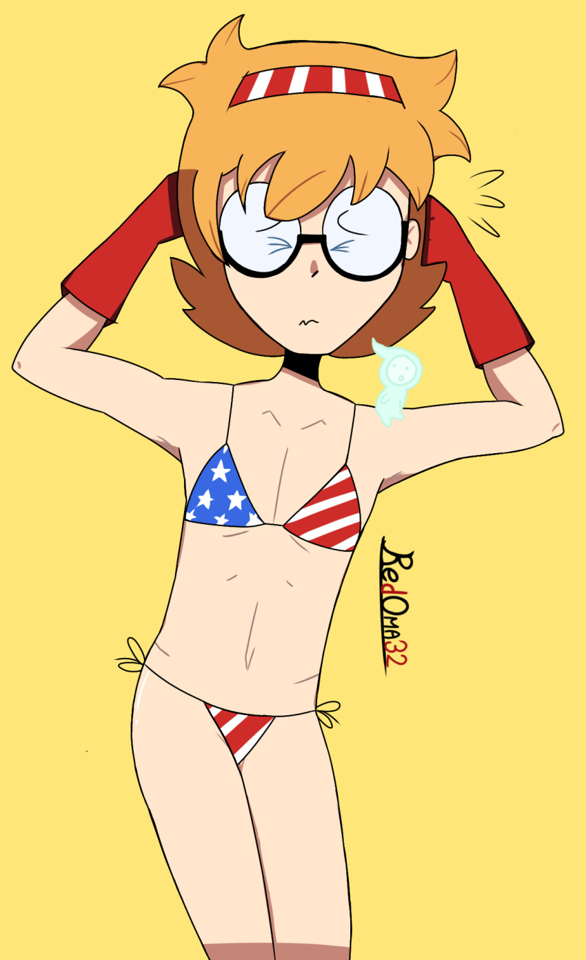 1girls 4th_of_july american_flag american_flag_bikini bikini female female_only ghost glasses light-skinned_female light_skin little_witch_academia lotte_jansson lotte_yansson nerd orange_hair redoma32 tagme