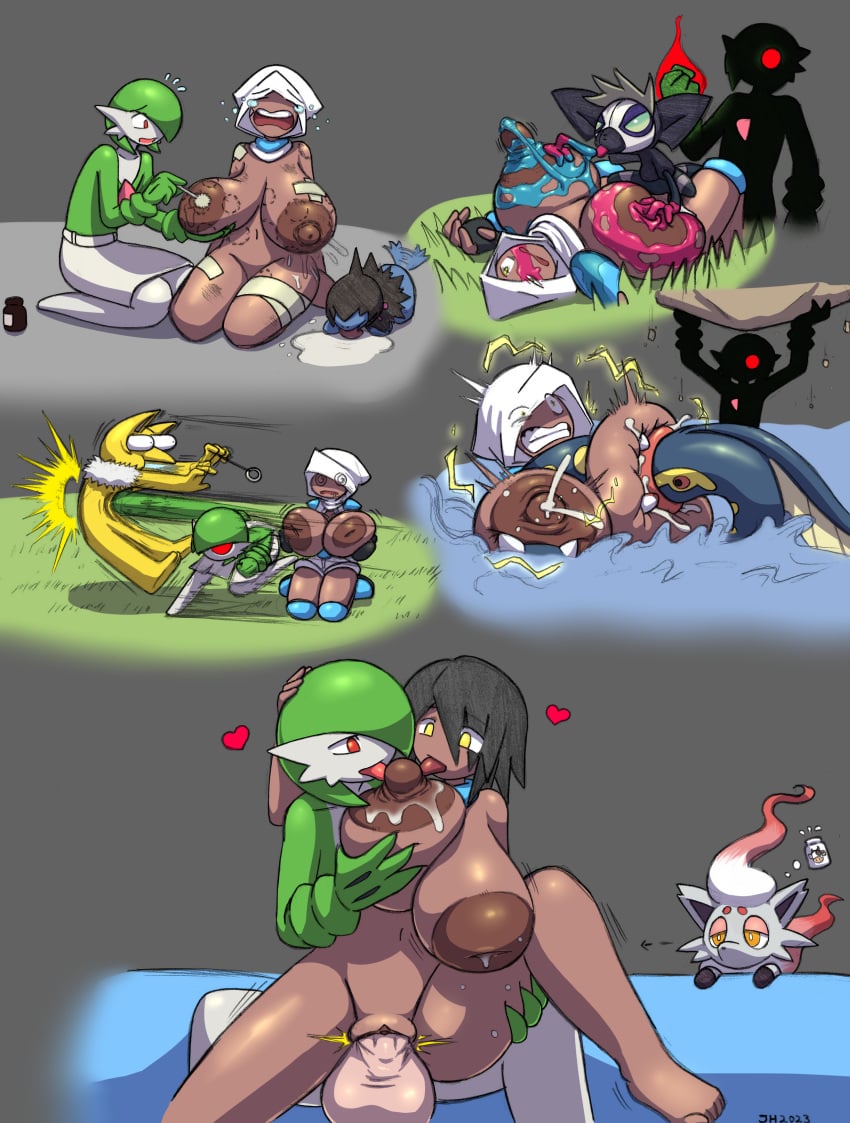 absurd_res anthro battle big_breasts big_penis bodily_fluids breast_play breast_sucking breasts canid canine dale_(mykiio) dragon duo eel eelektross emily_valia female feral fight fish fox gardevoir generation_1_pokemon generation_3_pokemon generation_5_pokemon generation_9_pokemon genitals grafaiai haplorhine hi_res hisuian_zorua huge_breasts huge_cock human humanoid hypno inverted_nipples lactating male male/female male_gardevoir mammal marine monkey mutantnight mykiio nintendo penetration penis pokemon pokemon_(species) primate vaginal_penetration wounded zoophilia zorua