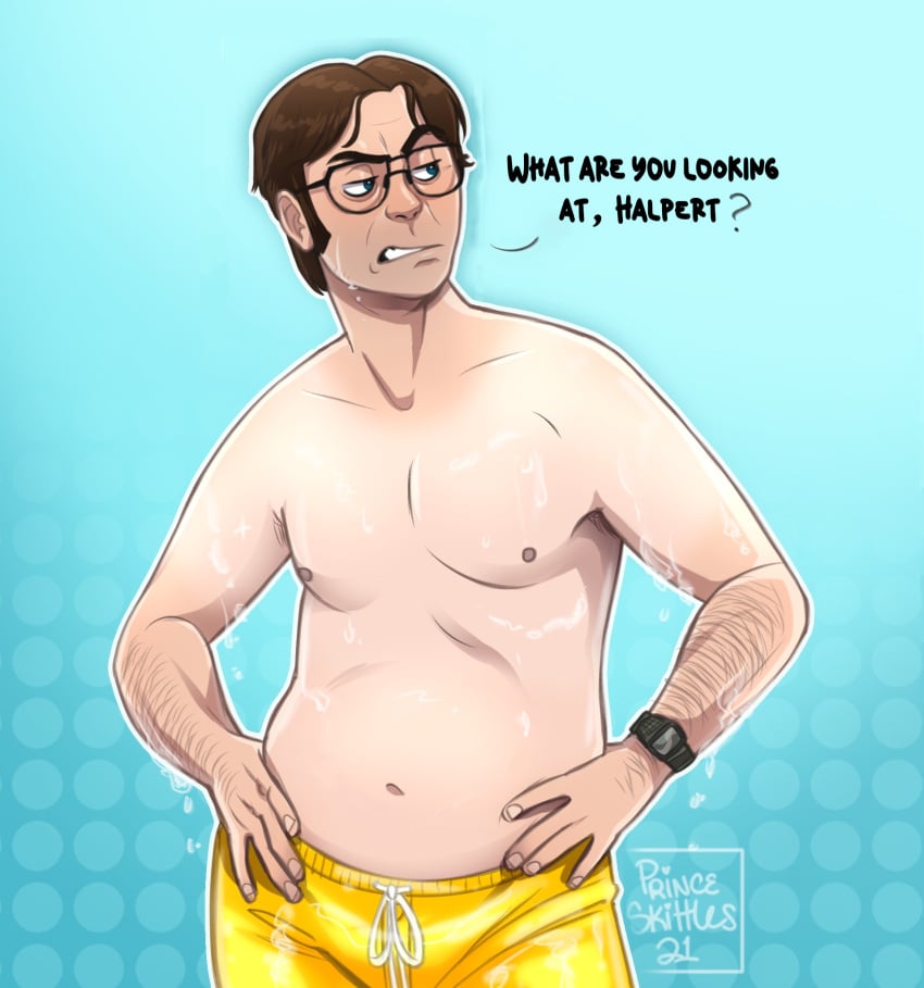 chubby dwight_schrute jim_halpert male_only swimsuit the_office