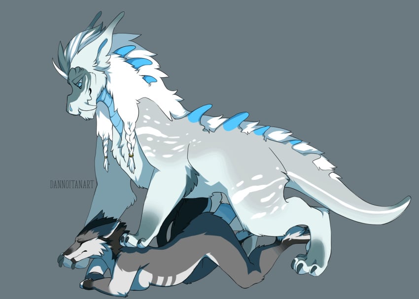 animated anthro anthro_on_feral arifa dannoitanart dragon female feral from_behind_position fur furred_dragon male sergal sex straight