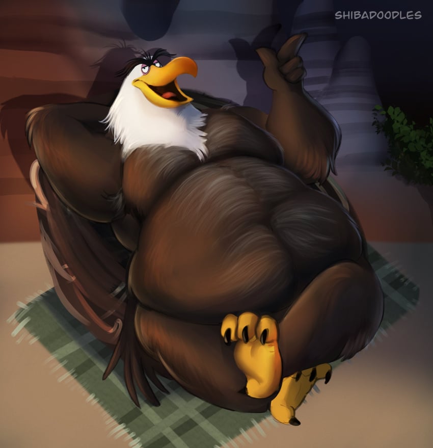 1boy 2021 4_fingers 4_toes accipitrid accipitriform angry_birds anisodactyl anthro avian bald_eagle beak belly big_belly bird black_claws brown_body brown_feathers carpet claws columbia_pictures crossed_legs detailed_background eagle fat fat_man feather_hands feathered_wings feathers feet fingers front_view full-length_portrait grey_hair hair hand_behind_head hi_res leaning leaning_back looking_at_viewer love_handles male male_only mature_anthro mature_male mighty_eagle multicolored_body multicolored_feathers navel nude obese obese_anthro obese_male open_beak open_mouth overweight overweight_anthro overweight_male rovio rovio_animation rovio_entertainment sea_eagle sega shibadoodles signature solo sony tail_feathers talons the_angry_birds_movie toe_claws toes white_body white_feathers wings yellow_beak