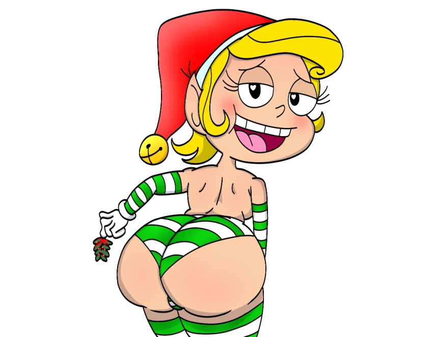 1girls 2022 4_fingers big_ass big_breasts black_eyes blonde_hair blush blushing christmas cute door_elf elf female gloves holding_mistletoe looking_at_viewer looking_back mistletoe nickelodeon panties pointy_ears santa_hat shortstack sideboob smooth_skin spongebob_squarepants sr_r18nsfw stockings striped_panties striped_stockings tagme thick_thighs topless topless_female white_gloves