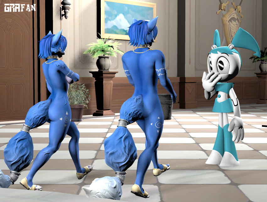 1boy 2girls 3d anthro bucket canid canine container crossover eastern_and_western_character female fox gradiusfanatic group hi_res jenny_wakeman krystal machine male mammal my_life_as_a_teenage_robot nickelodeon nintendo nude pot_(disambiguation) robot rule_63 star_fox trio