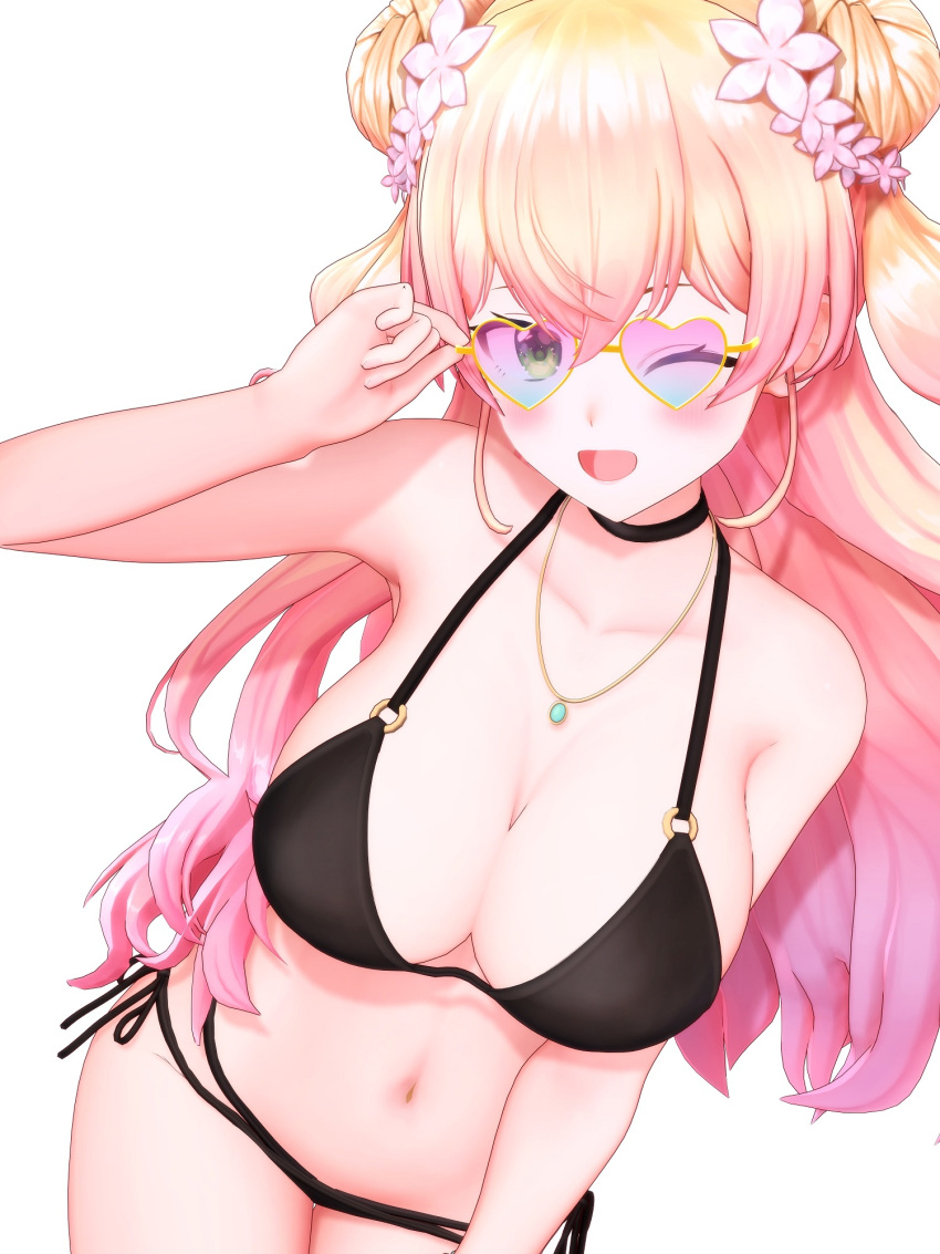 1girls 3d 3d_(artwork) bikini breasts cleavage digital_media_(artwork) female female_focus female_only hololive hololive_gen_5 hololive_japan image momosuzu_nene nagisa_tksr pink-tinted_eyewear sole_female sunglasses tagme tinted_eyewear virtual_youtuber wink winking winking_at_viewer