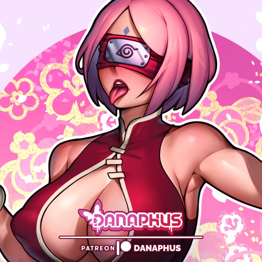 1girls big_breasts blindfold danaphus female green_eyes huge_ass huge_breasts milf naruto patreon pink_hair sakura_haruno short_hair sole_female voluptuous_female wide_hips