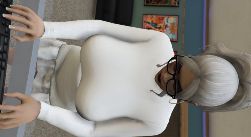 artdesire asian_female big_breasts female female_only glasses grand_theft_auto grand_theft_auto_online grand_theft_auto_v gta5 gta_5 gta_online_female_character gta_v gtav solo_female white_hair yuki